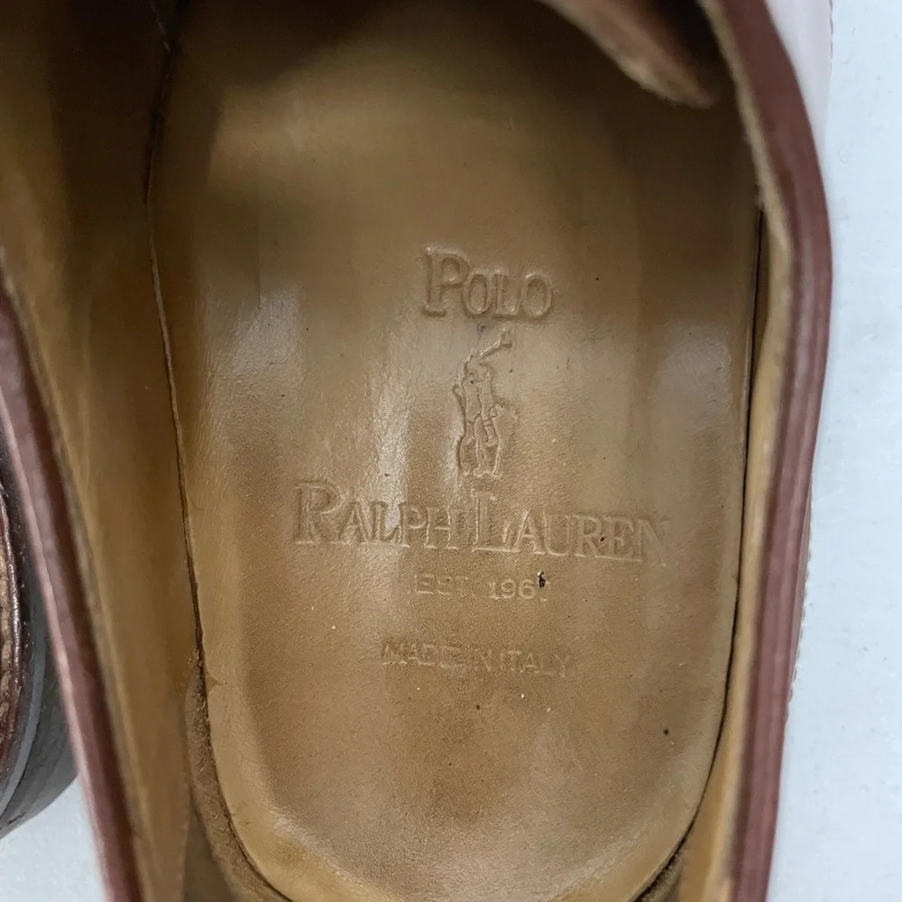 Polo Ralph Lauren Made in Italy Vintage Chunky Leather Derby in Brown Size‎ 9 D
